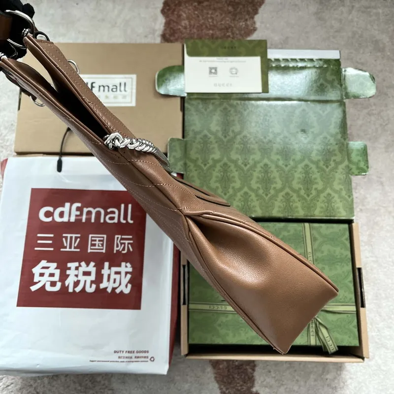 Gucci 751516 Blondie Medium Tote taška z hnědé kůže