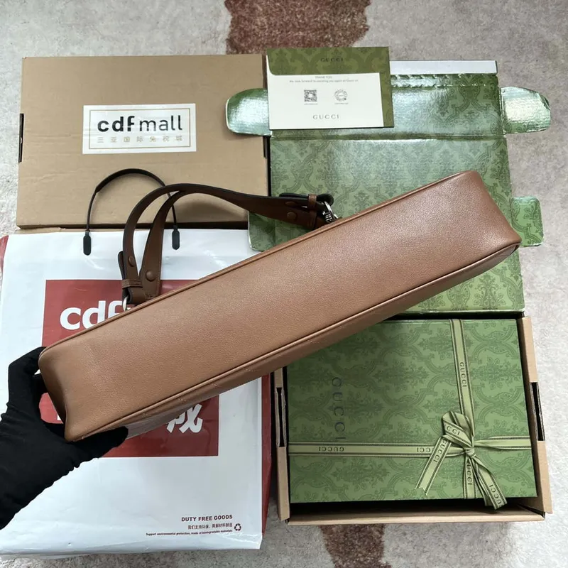 Gucci 751516 Blondie Medium Tote taška z hnědé kůže