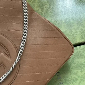 Gucci 751516 Blondie Medium Tote taška z hnědé kůže