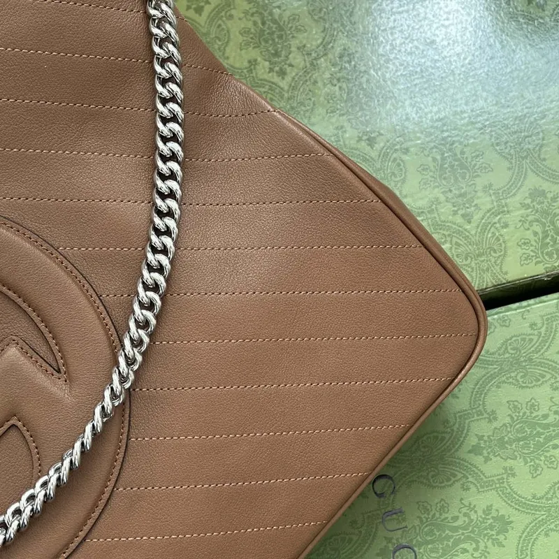 Gucci 751516 Blondie Medium Tote taška z hnědé kůže