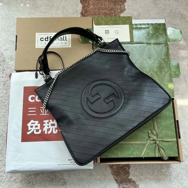 Gucci 751516 Blondie Medium Tote taška v černé kůži