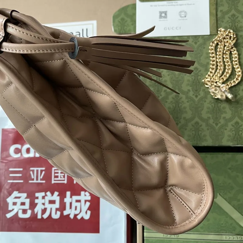 Gucci 746210 Gucci Deco střední taška přes rameno z meruňkového kůže