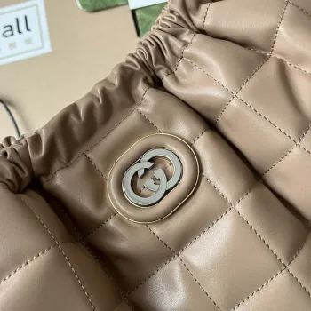 Gucci 746210 Gucci Deco střední taška přes rameno z meruňkového kůže