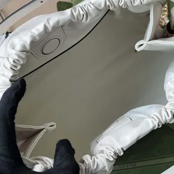 Gucci 746210 Gucci Deco střední taška přes rameno z bílé kůže