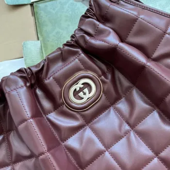 Gucci 746210 Gucci Deco střední taška přes rameno v vínově červené kůži