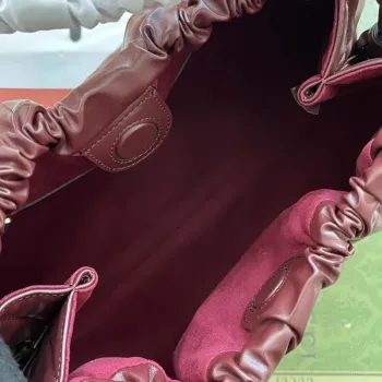 Gucci 746210 Gucci Deco střední taška přes rameno v vínově červené kůži