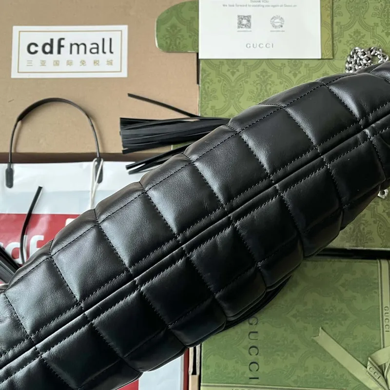 Gucci 746210 Gucci Deco střední taška přes rameno z černé kůže