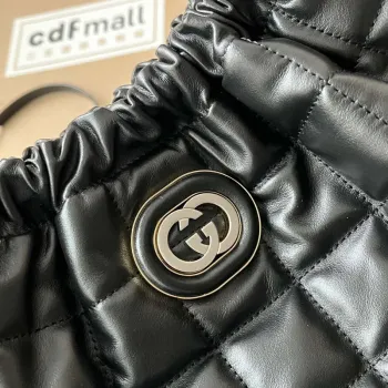 Gucci 746210 Gucci Deco střední taška přes rameno z černé kůže