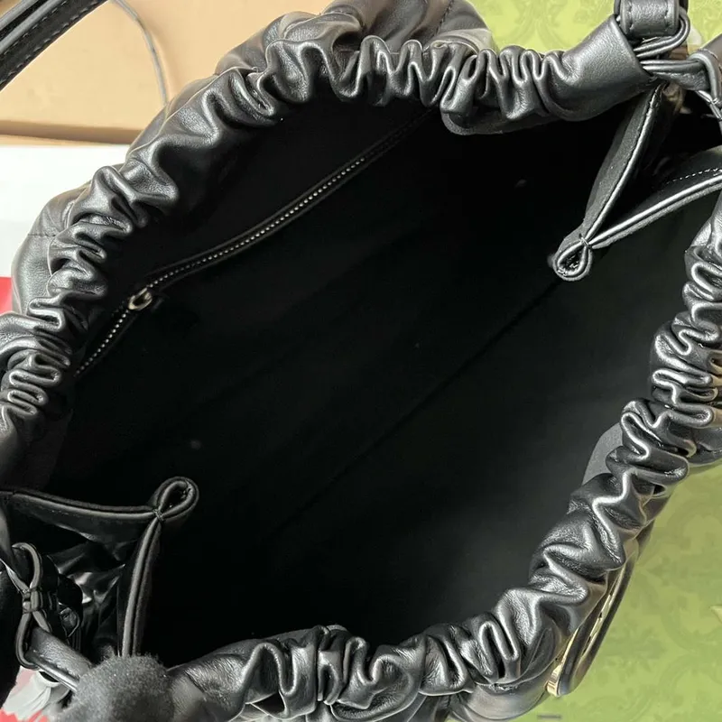 Gucci 746210 Gucci Deco střední taška přes rameno z černé kůže