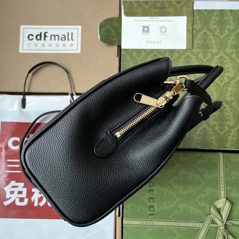 Gucci 727810 Jackie 1961 malá taška s přírodní strukturou v černé kůži