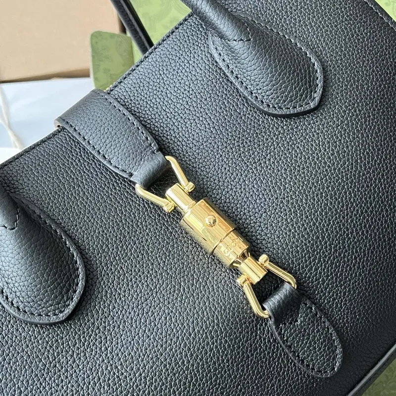 Gucci 727810 Jackie 1961 malá taška s přírodní strukturou v černé kůži