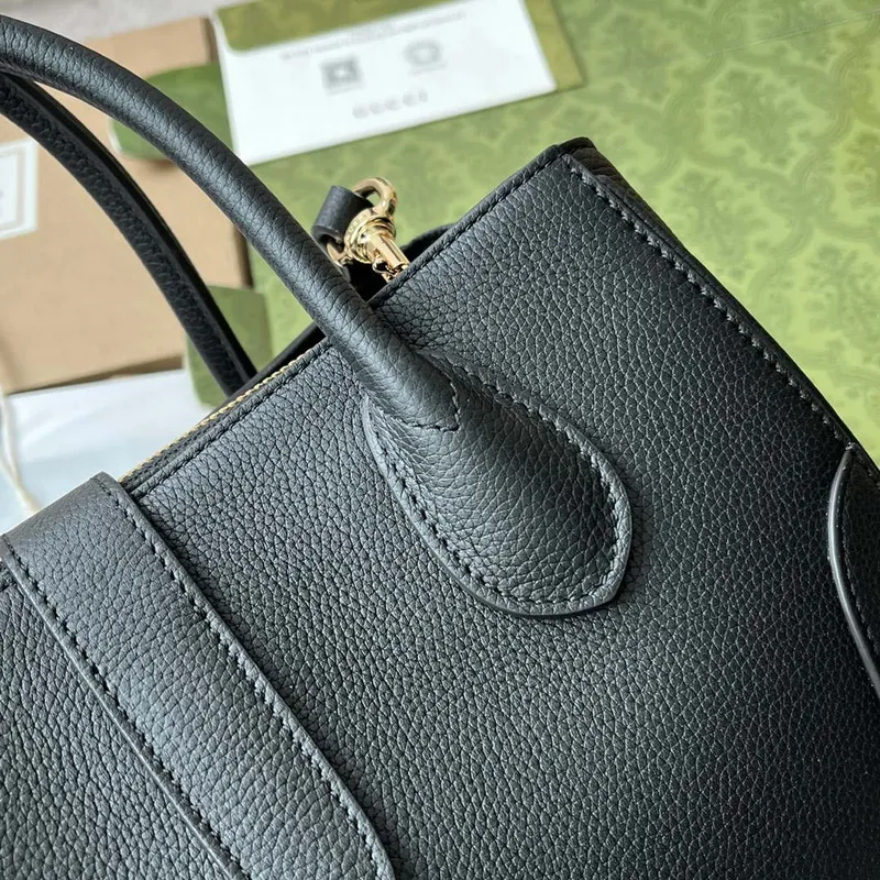 Gucci 727810 Jackie 1961 malá taška s přírodní strukturou v černé kůži