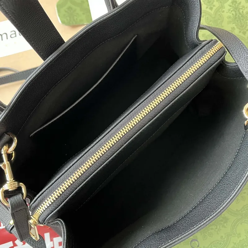 Gucci 727810 Jackie 1961 malá taška s přírodní strukturou v černé kůži