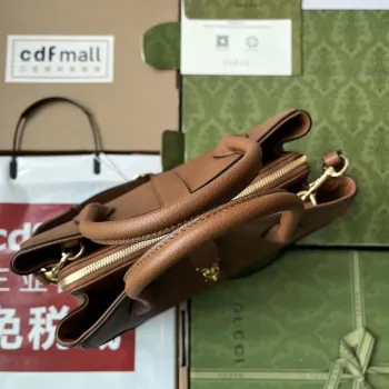 Gucci 727810 Jackie 1961 malá taška z přírodní kůže v hnědé barvě