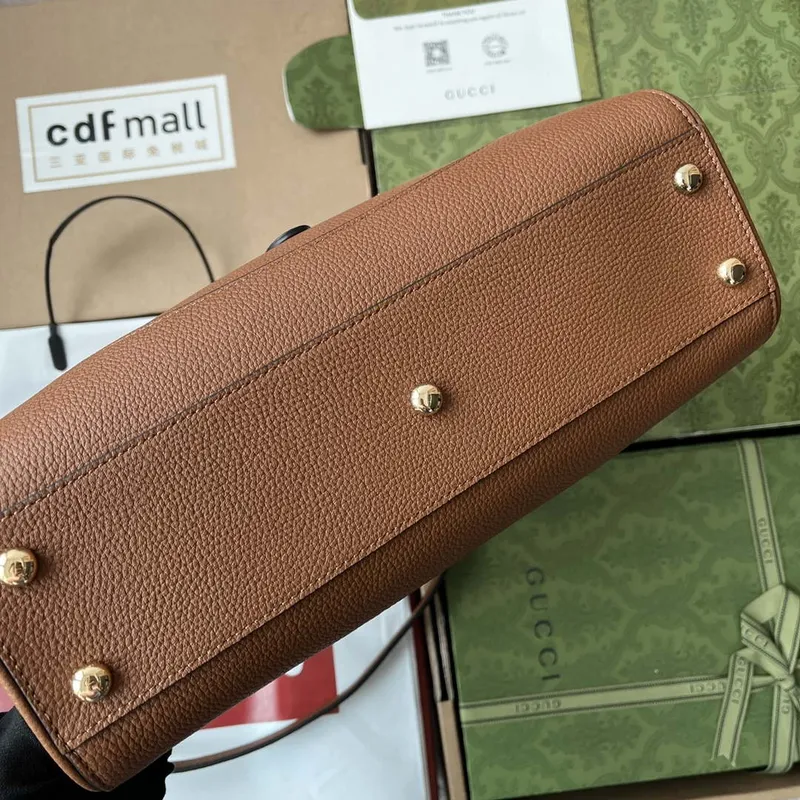 Gucci 727810 Jackie 1961 malá taška z přírodní kůže v hnědé barvě