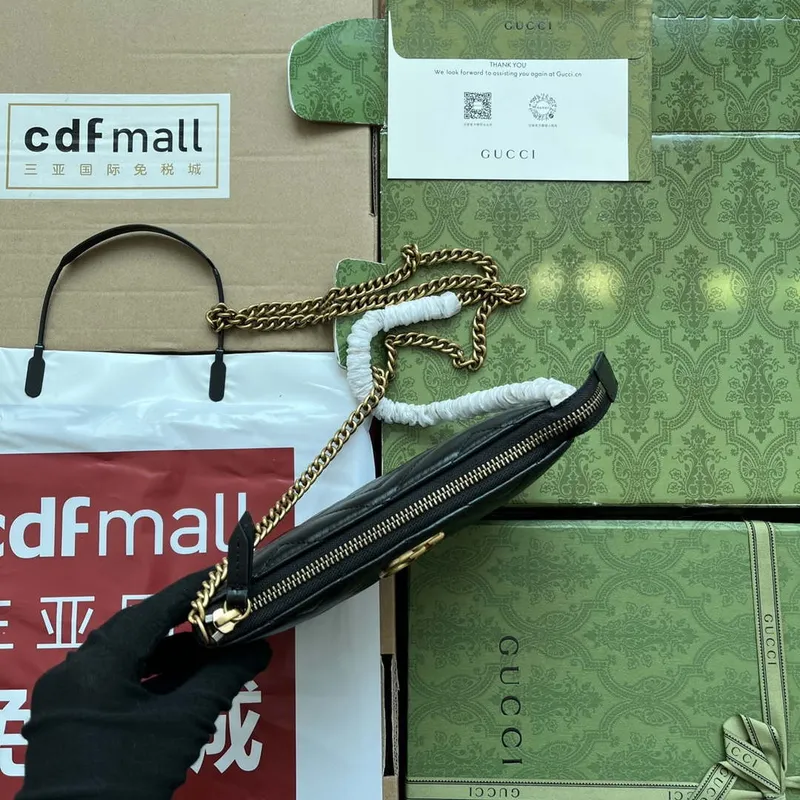 Gucci 443447 GG Marmmont peněženka s řetízkem černá kůže