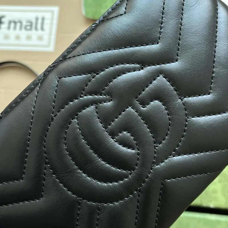 Gucci 443447 GG Marmmont peněženka s řetízkem černá kůže