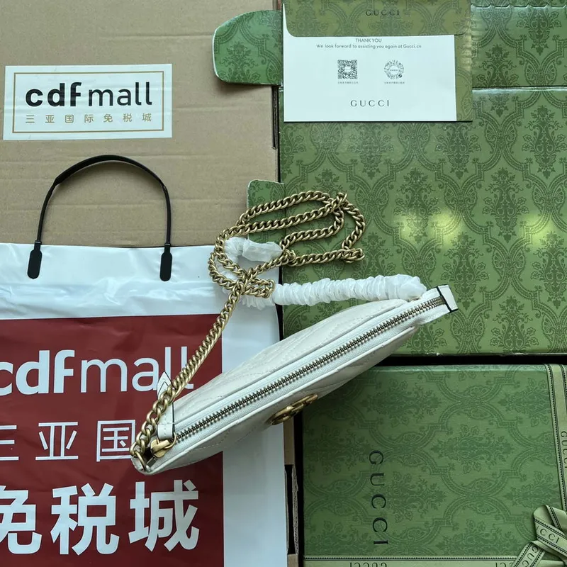 Gucci 443447 GG Marmmont peněženka s řetízkem Bílá kůže