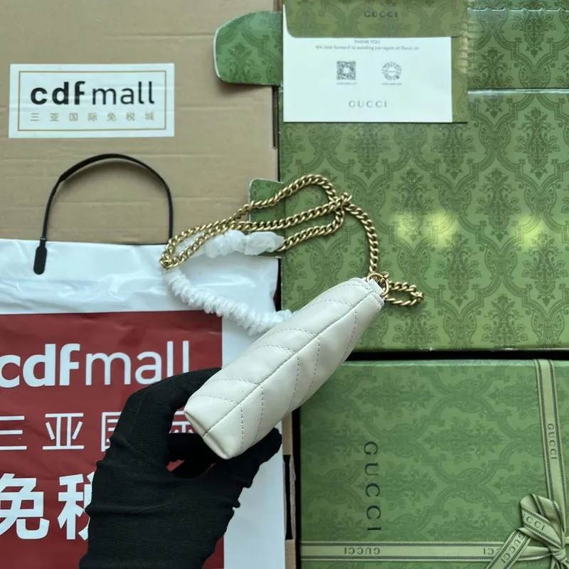 Gucci 443447 GG Marmmont peněženka s řetízkem Bílá kůže