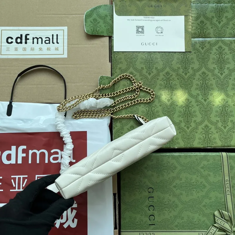 Gucci 443447 GG Marmmont peněženka s řetízkem Bílá kůže