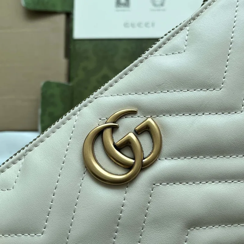 Gucci 443447 GG Marmmont peněženka s řetízkem Bílá kůže