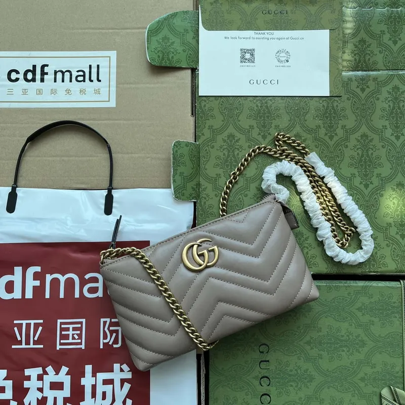 Gucci 443447 GG Marmmont peněženka s řetízkem Růžová kůže