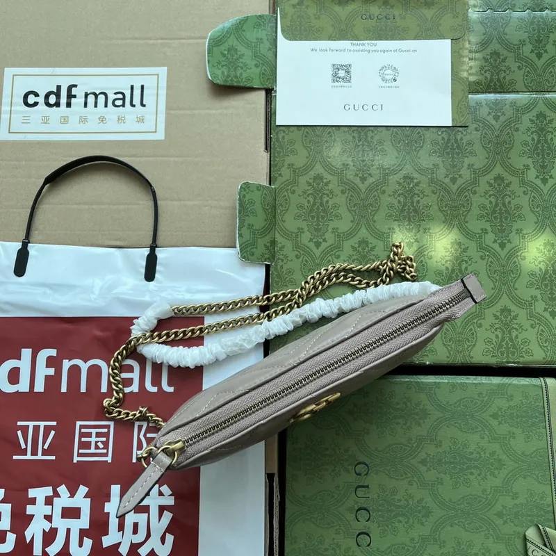 Gucci 443447 GG Marmmont peněženka s řetízkem Růžová kůže