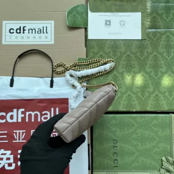 Gucci 443447 GG Marmmont peněženka s řetízkem Růžová kůže