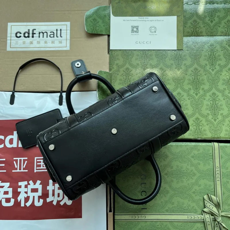 Gucci 725292 Jumbo GG Mini Embossed Bag Černá