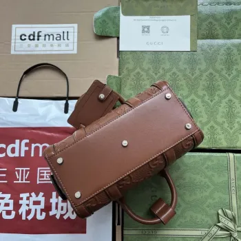 Gucci 725292 Jumbo GG Mini Embossed Taška Hnědá