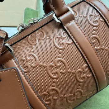 Gucci 725292 Jumbo GG Mini Embossed Taška Hnědá
