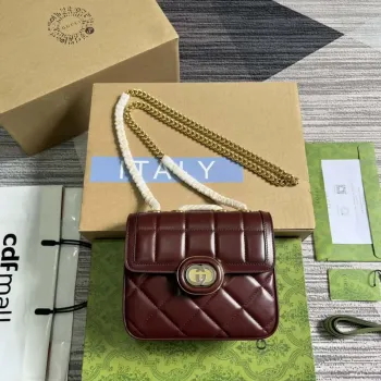 Gucci 741457 Gucci Deco Mini Kabelka přes rameno Vínově červená