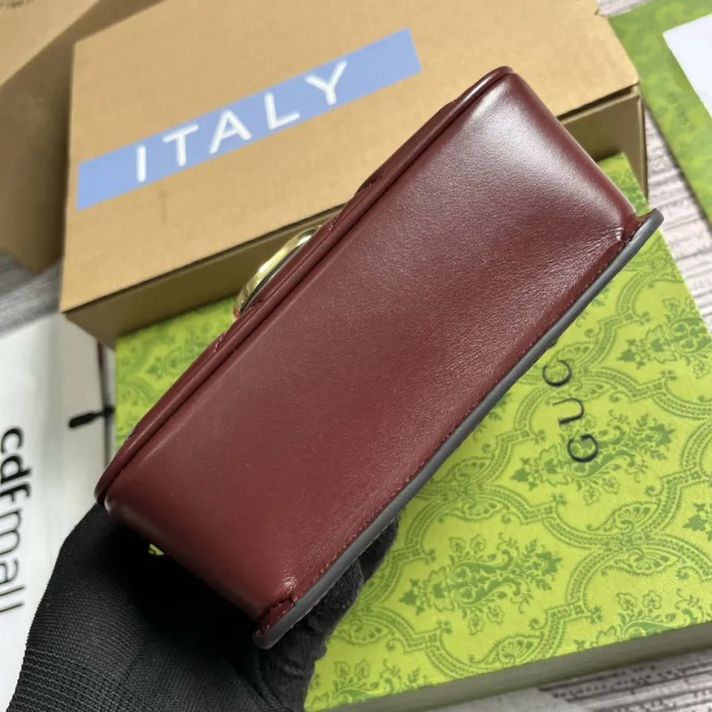 Gucci 741457 Gucci Deco Mini Kabelka přes rameno Vínově červená