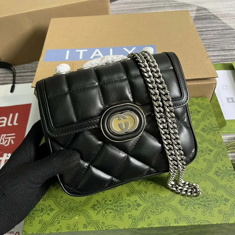 Gucci 741457 Gucci Deco Mini Ramenní Taška Černá