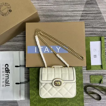 Gucci 741457 Gucci Deco Mini Ramenní Taška Bílá