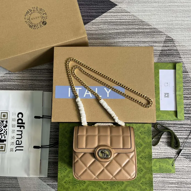 Gucci 741457 Gucci Deco Mini Ramenní Taška Růžová Béžová