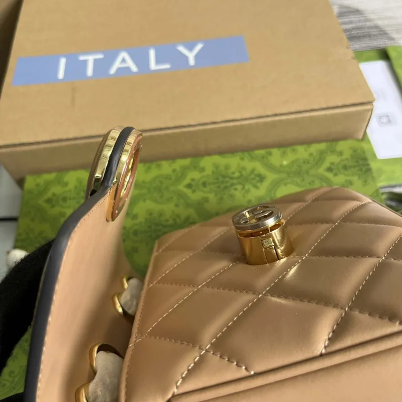 Gucci 741457 Gucci Deco Mini Ramenní Taška Růžová Béžová