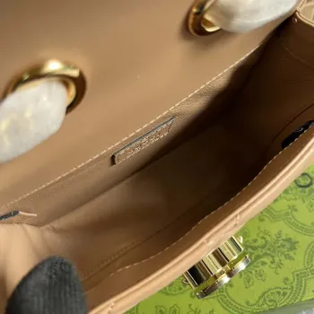 Gucci 741457 Gucci Deco Mini Ramenní Taška Růžová Béžová