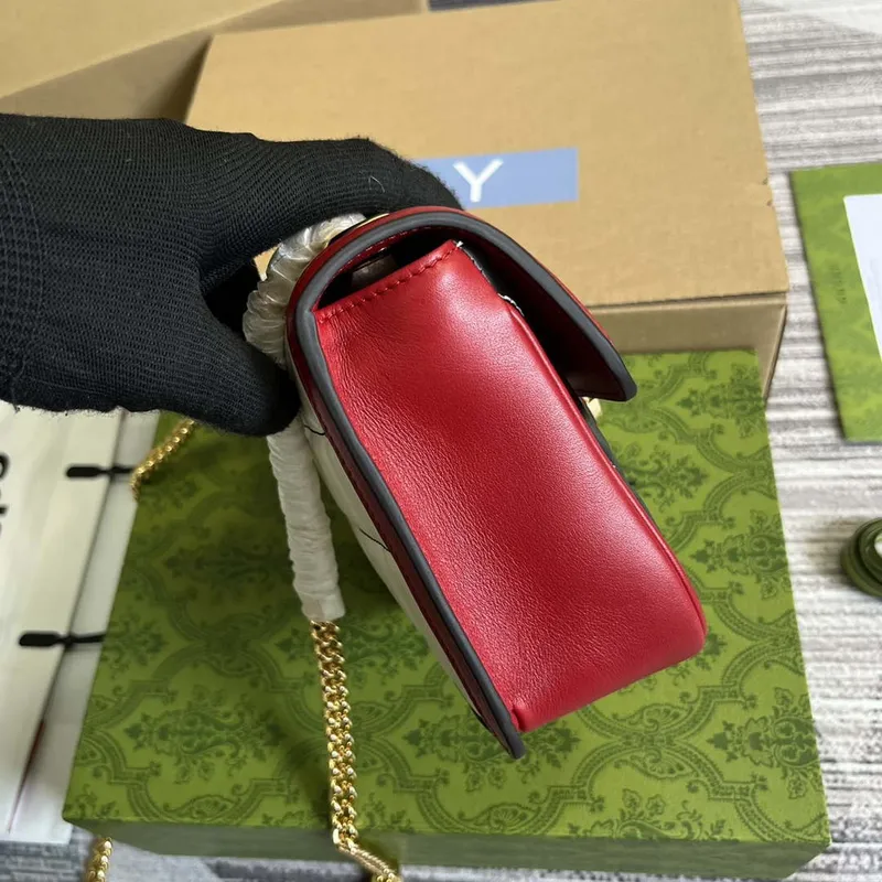 Gucci 741457 Gucci Deco Mini Ramenní Taška Červená&bílá