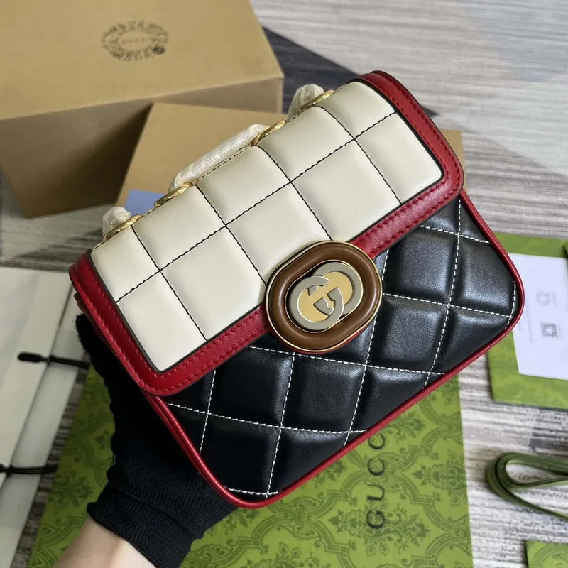 Gucci 741457 Gucci Deco Mini Ramenní Taška Červená&bílá