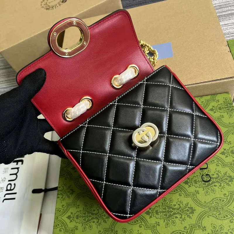 Gucci 741457 Gucci Deco Mini Ramenní Taška Červená&bílá