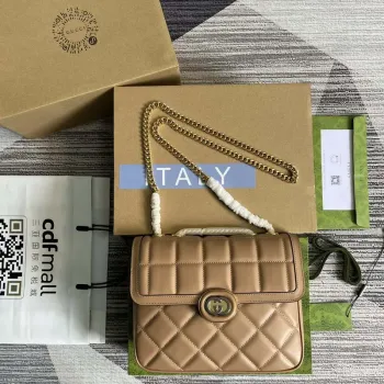 Gucci 740834 GG Deco Malá Ramenní Taška Meruňková
