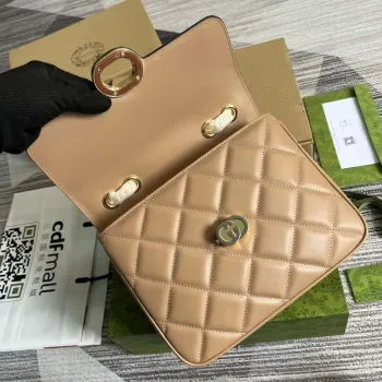 Gucci 740834 GG Deco Malá Ramenní Taška Meruňková