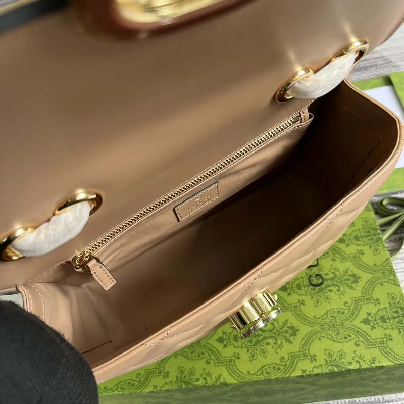 Gucci 740834 GG Deco Malá Ramenní Taška Meruňková