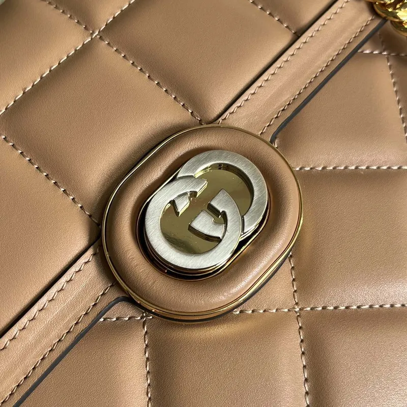 Gucci 740834 GG Deco Malá Ramenní Taška Meruňková