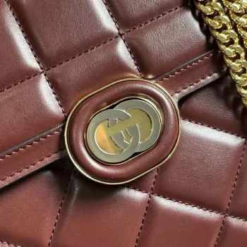 Gucci 740834 GG Deco Malá Ramenní Taška Vínově Červená