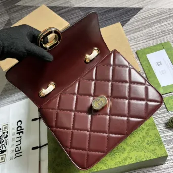Gucci 740834 GG Deco Malá Ramenní Taška Vínově Červená