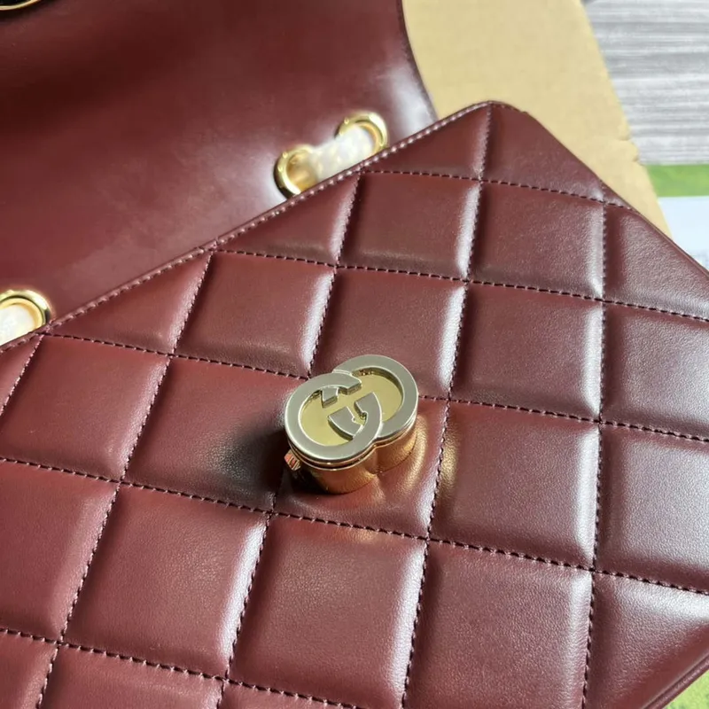 Gucci 740834 GG Deco Malá Ramenní Taška Vínově Červená