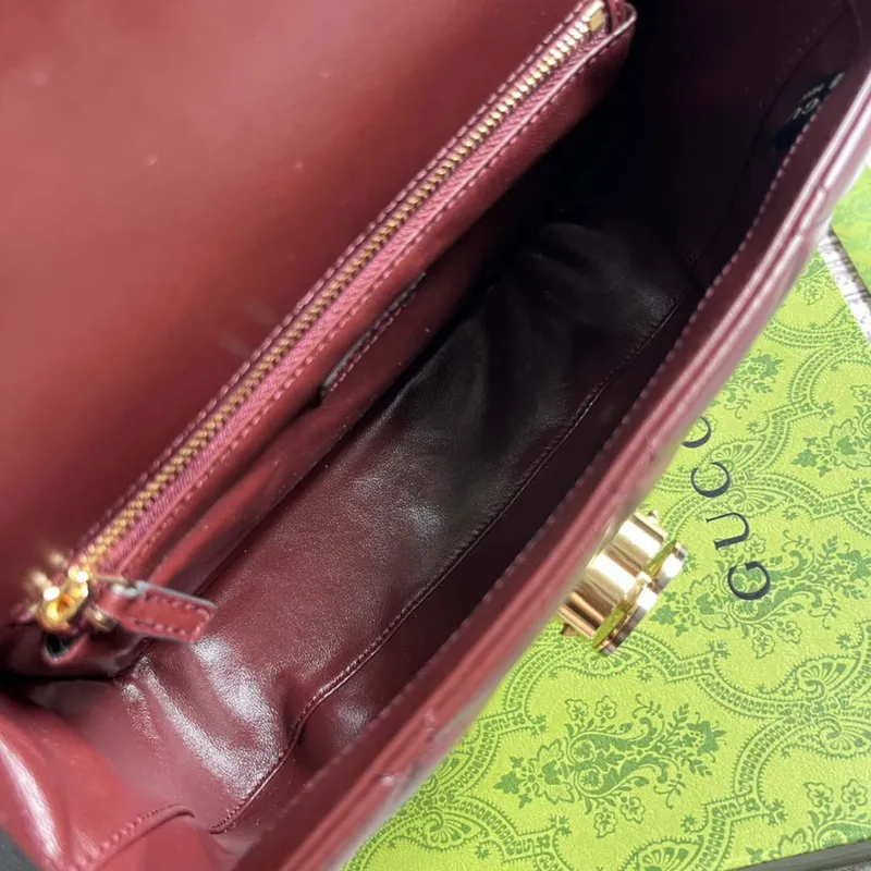 Gucci 740834 GG Deco Malá Ramenní Taška Vínově Červená