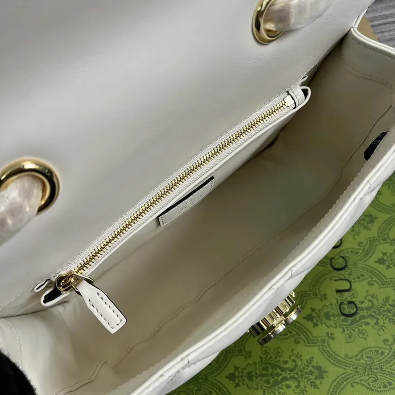 Gucci 740834 GG Deco Malá Kabelka přes Rameno Bílá